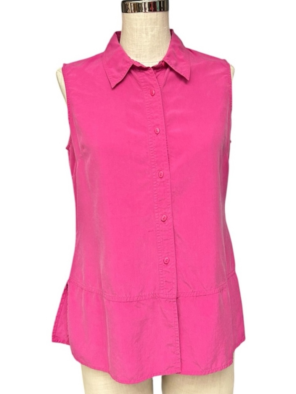 Vtg Pink Silk Blend Sleeveless Button Front Blouse Top Medium Richard Malcolm